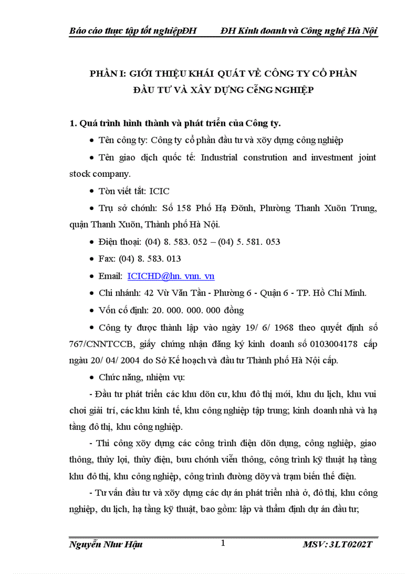 image for page Báo cáo thực tập tại Công ty cổ phần đầu tư và xây dựng công nghiệp