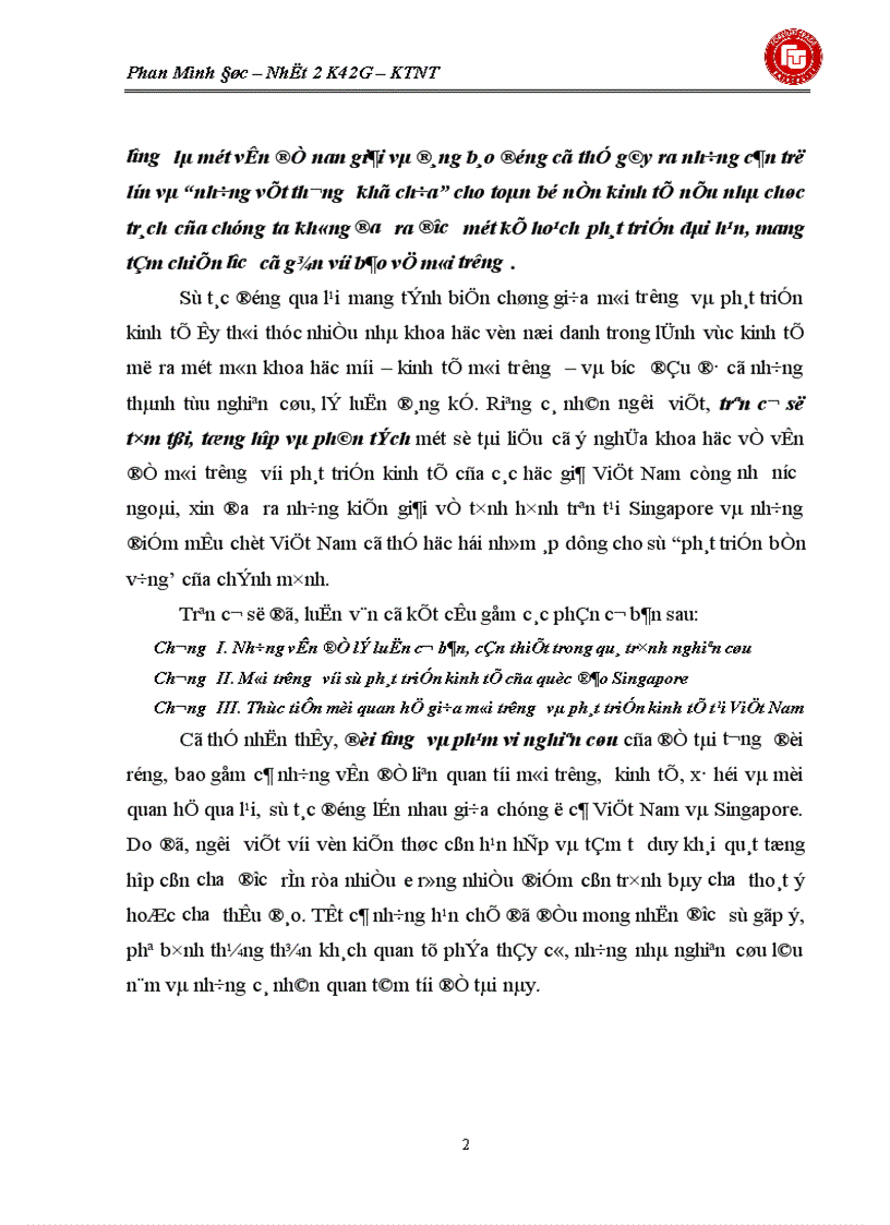 image for page Thực tiễn mối quan hệ giữa môi trường và phát triển kinh tế tại Việt Nam