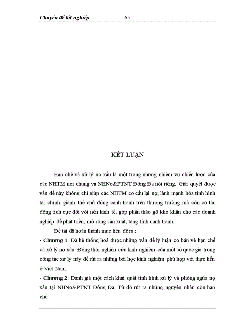 image for page Giải pháp hạn chế và xử lý nợ xấu trong kinh doanh tín dụng tại NHNo PTNT Đống Đa 1