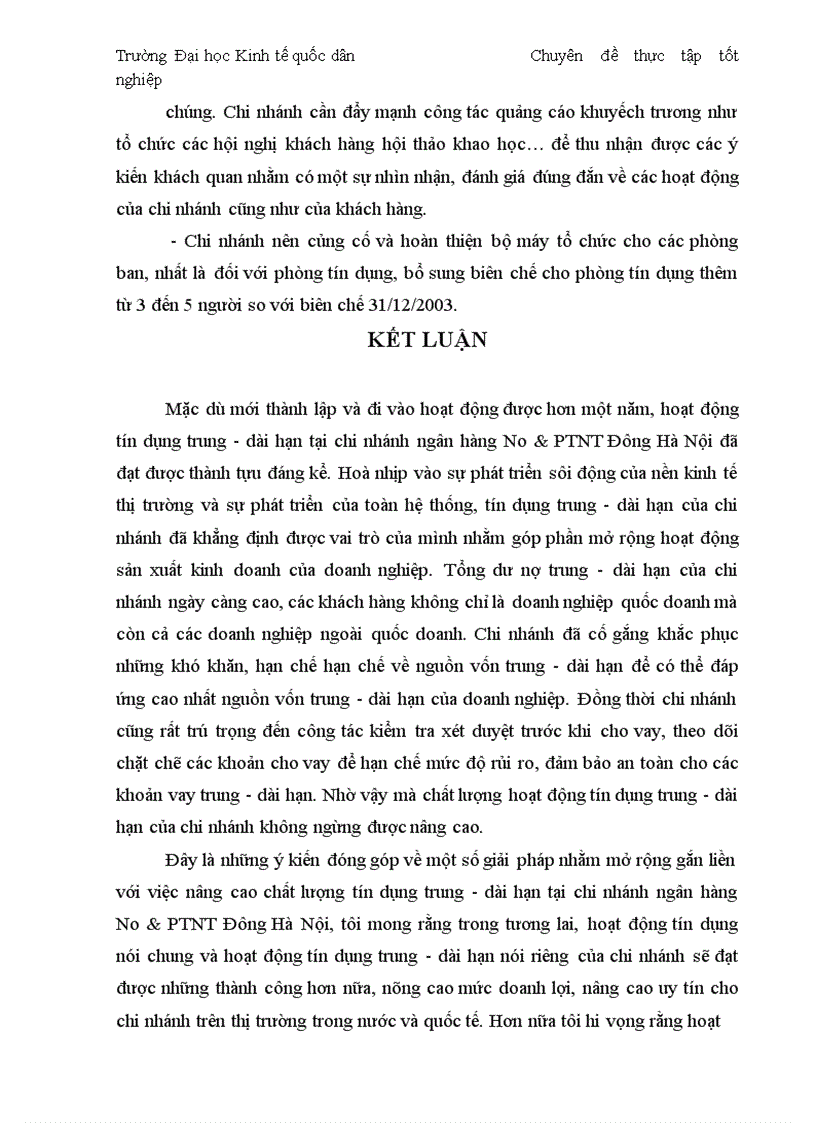 image for page Thực trạng và giải pháp đối với tín dụng trung dài hạn tại chi nhánh Ngân Hàng No PTNT Đông Hà Nội 1