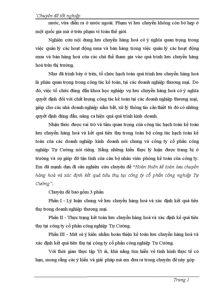 image for page Hoàn thiên kế toán lưu chuyền hàng hoá và xác định kết quả tiêu thụ tại công ty cổ phần công nghiệp Tự Cường 1