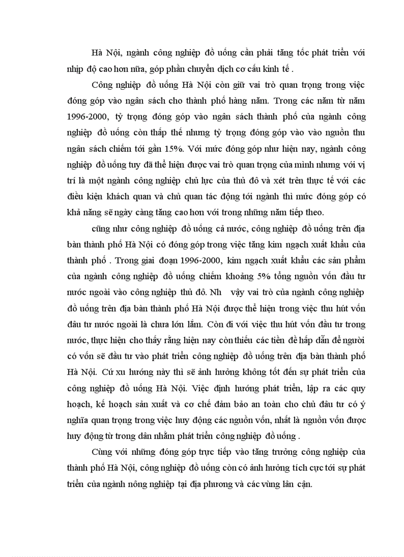 image for page Định hướng và một số giải pháp nhằm phát triển ngành công nghiệp đồ uống trên địa bàn thành phố Hà Nội giai đoạn 2001 2010
