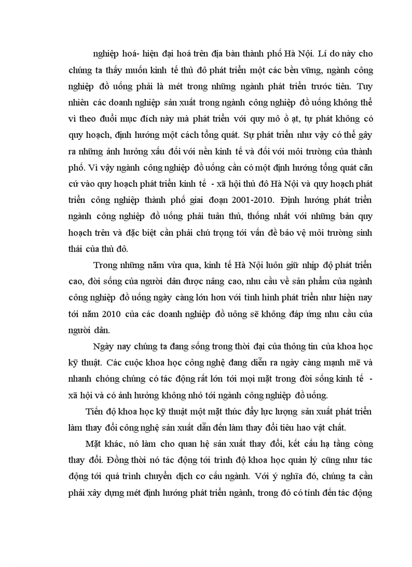 image for page Định hướng và một số giải pháp nhằm phát triển ngành công nghiệp đồ uống trên địa bàn thành phố Hà Nội giai đoạn 2001 2010