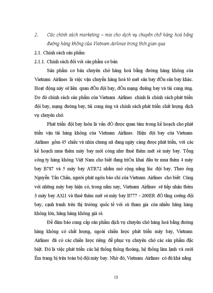 image for page Thực trạng hoạt động marketing dịch vụ chuyên chở hàng hoá xuất khẩu bằng đường hàng không của Vietnam Airlines trong thời gian qua 1