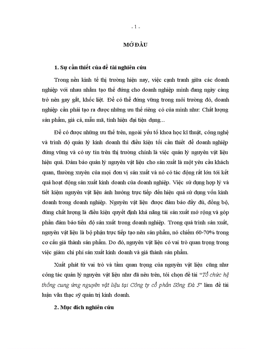 image for page Tổ chức hệ thống cung ứng nguyên vật liệu tại Công ty cổ phần Sông Đà 5