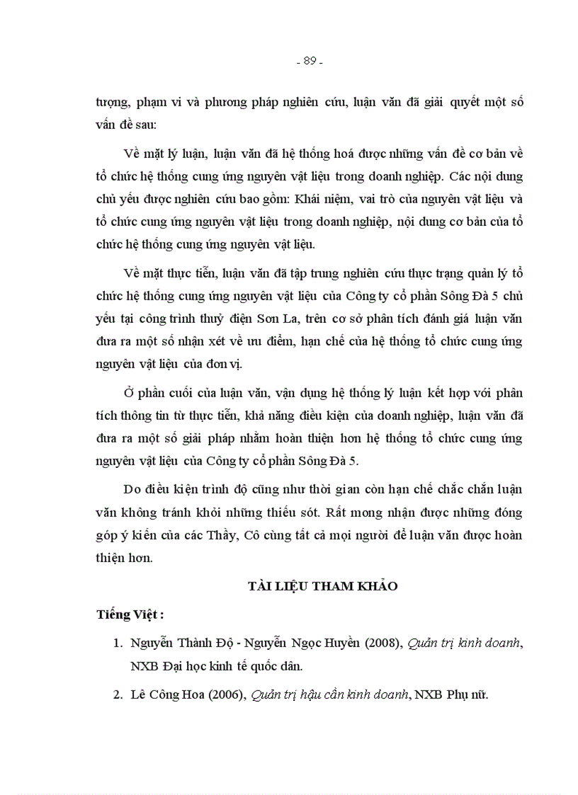 image for page Tổ chức hệ thống cung ứng nguyên vật liệu tại Công ty cổ phần Sông Đà 5