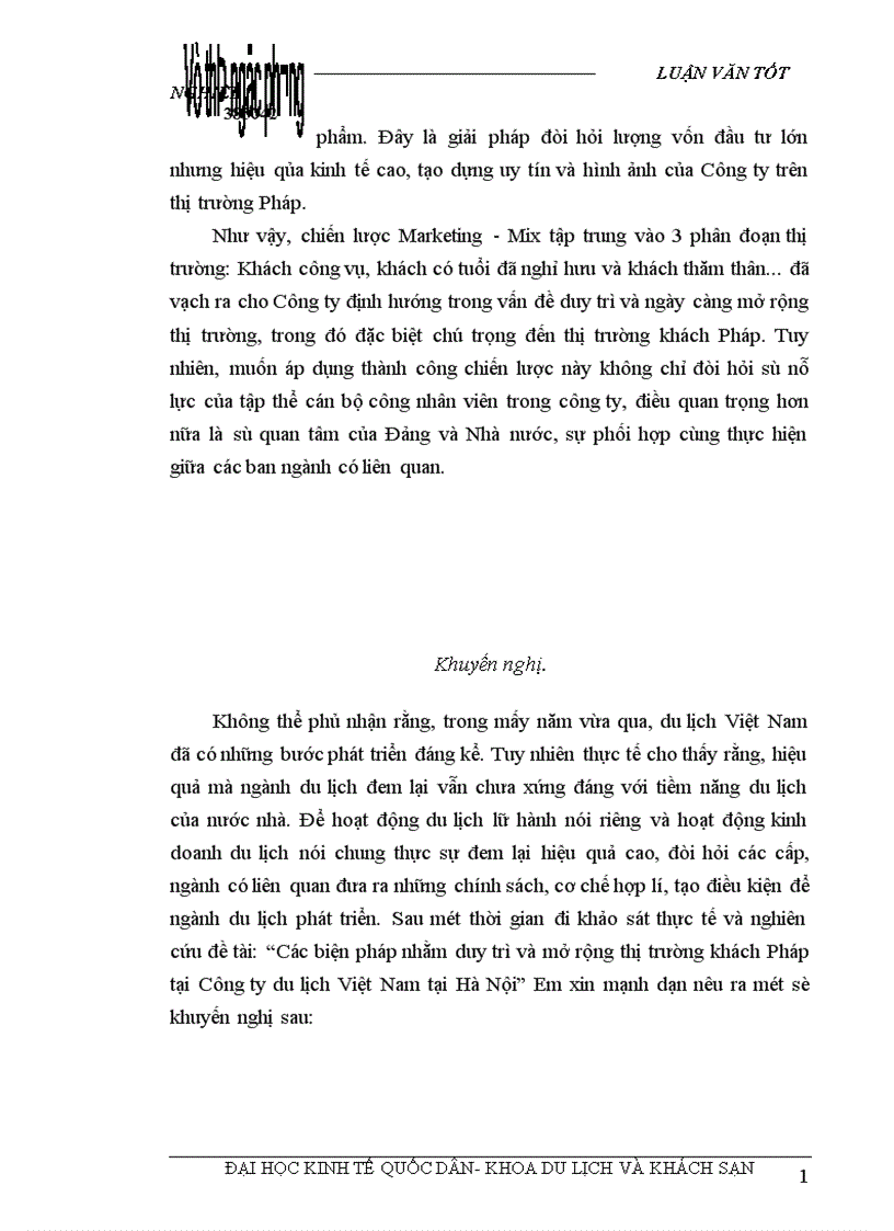 image for page Các giải pháp nhằm duy trì và mở rộng thị trường khách du lịch là người Pháp của Công ty du lịch Việt Nam tại Hà Nội 1