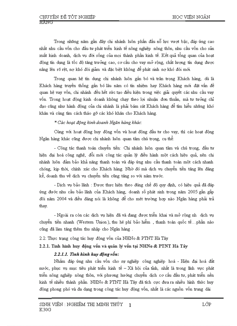 image for page Một số giải pháp nhằm nâng cao hiệu quả công tác huy động vốn tại Ngân hàng Nông nghiệp và phát triển nông thôn tỉnh Hà Tây 1