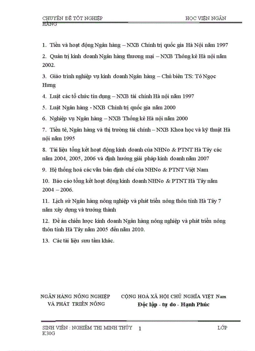 image for page Một số giải pháp nhằm nâng cao hiệu quả công tác huy động vốn tại Ngân hàng Nông nghiệp và phát triển nông thôn tỉnh Hà Tây 1