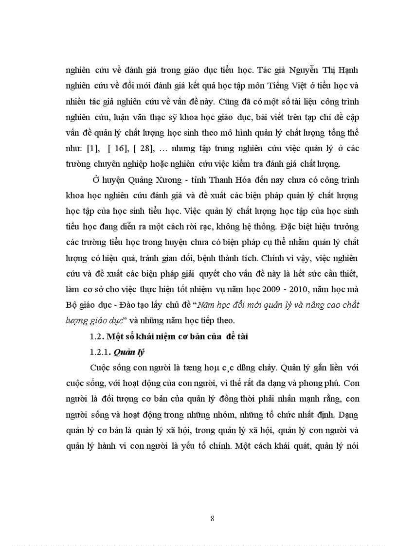 image for page Các biện pháp quản lý chất lượng học tập của học sinh tiểu học ở huyện Quảng Xương tỉnh Thanh Hóa theo mô hình quản lý chất lượng tổng thể TQM 1