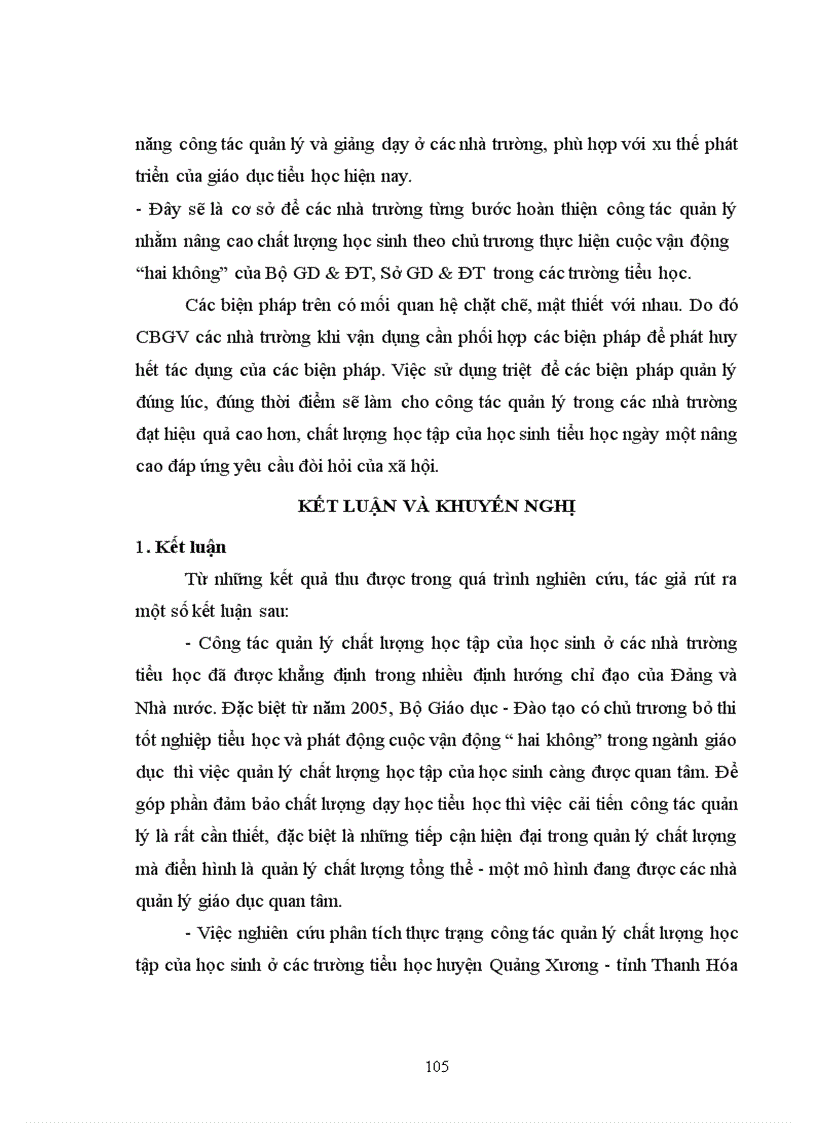 image for page Các biện pháp quản lý chất lượng học tập của học sinh tiểu học ở huyện Quảng Xương tỉnh Thanh Hóa theo mô hình quản lý chất lượng tổng thể TQM 1