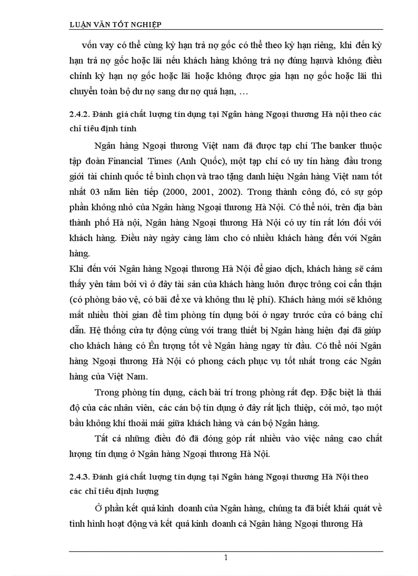 image for page Giải pháp nâng cao chất lượng tín dụng tại Ngân hàng Ngoại thương Hà Nội 1