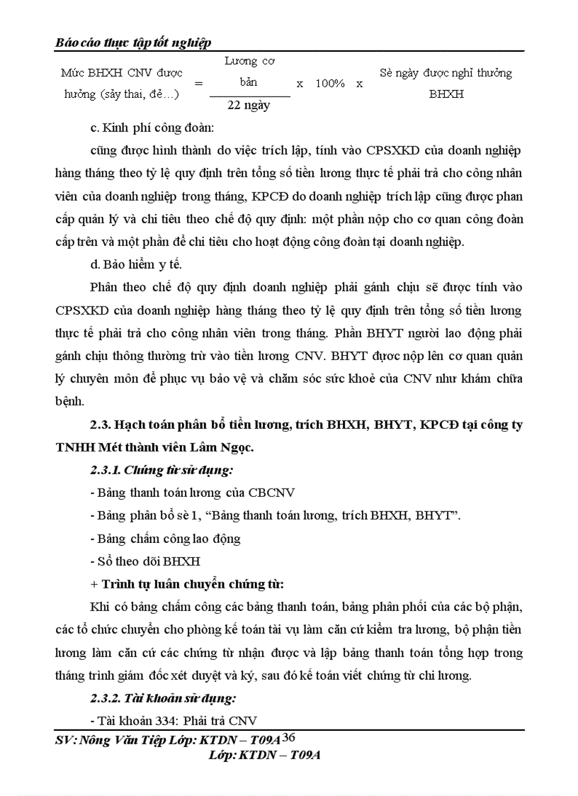 image for page Kế toán tiền lương và các khoản trích theo tiền lương tại Công ty TNHH Một thành viên Lâm Ngọc 1