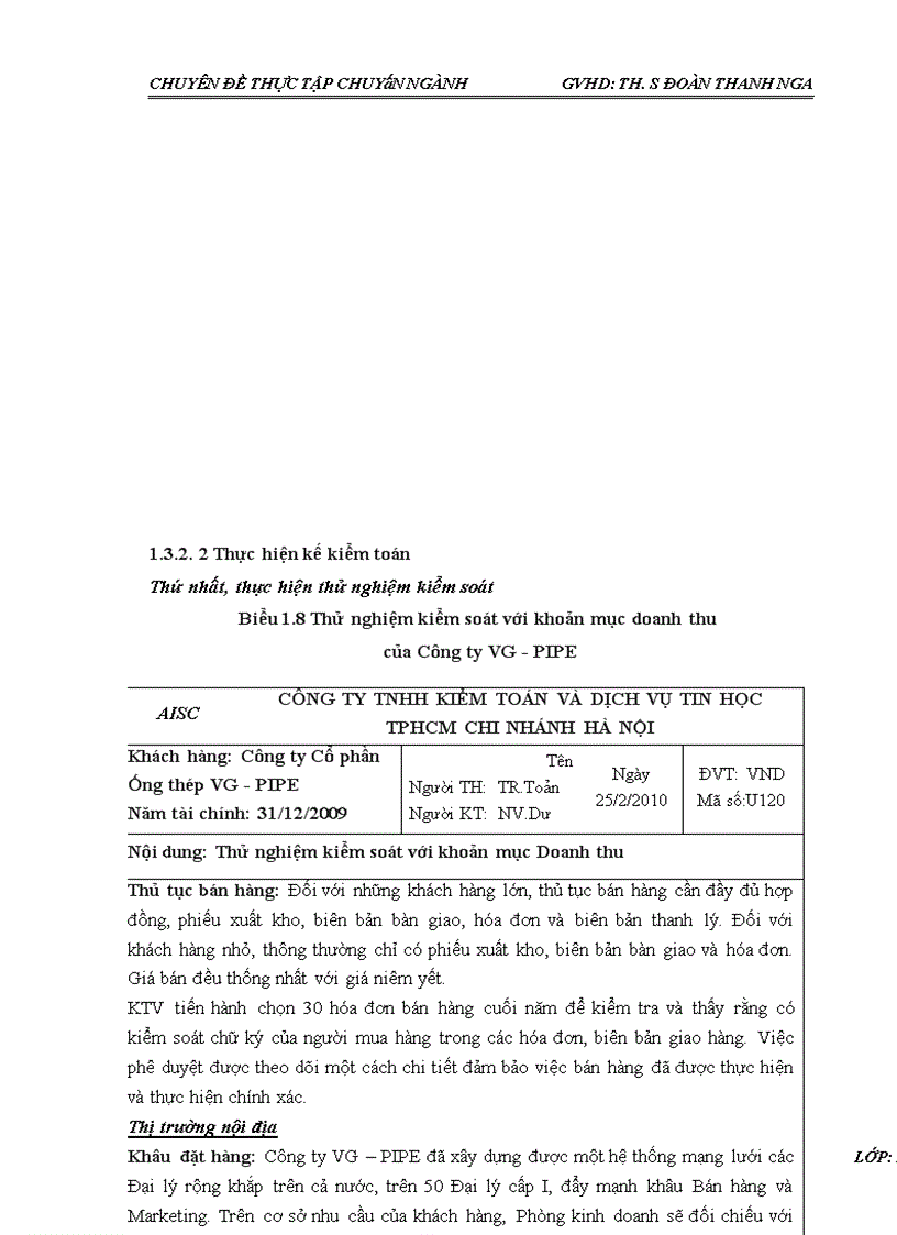 image for page Hoàn thiện quy trình kiểm toán khoản mục doanh thu trong kiểm toán Báo cáo tài chính do Công ty Trách nhiệm hữu hạn Kiểm toán và Dịch vụ Tin học Thành phố Hồ Chí Minh thực hiện 1