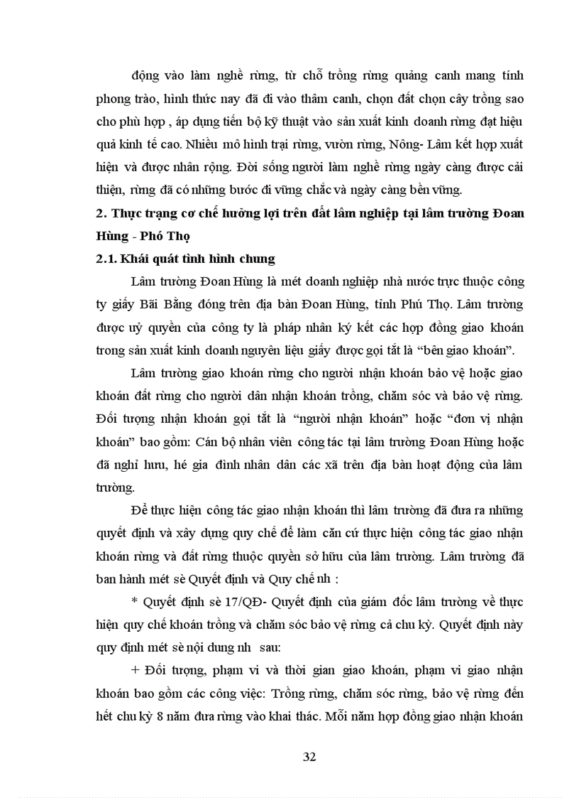 image for page Đánh giá thực trạng triển khai chính sách hưởng lợi theo Quyết định 178 2001 QĐ TTg về quyền hưởng lợi nghĩa vụ của hộ gia đình cá nhân được giao được thuê nhận khoán rừng và đất lâm nghiệp tại huyện Đoan Hùng Phú Thọ 1