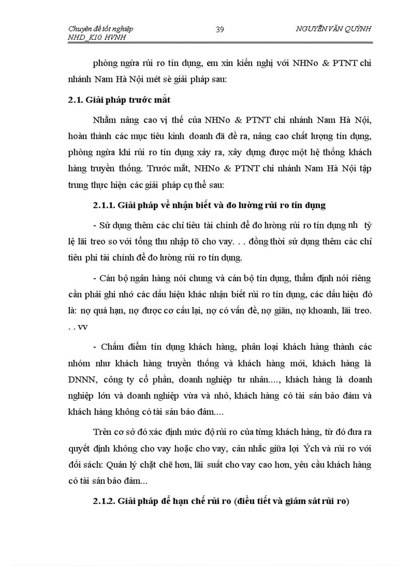 image for page Một số giải pháp phòng ngừa và hạn chế rủi ro tín dụng tại Ngân hàng No PTNTchi nhánh Nam Hà Nội 1