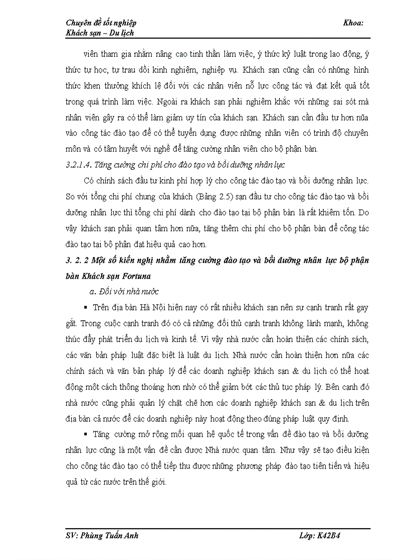 image for page Tăng cường đào tạo và bồi dưỡng nhân lực tại bộ phận bàn của khách sạn Fortuna