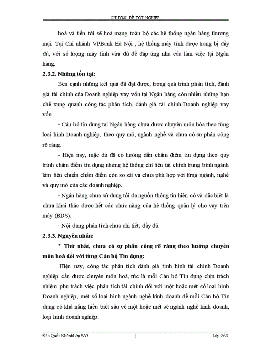 image for page Hoàn thiện công tác phân tích tài chính Doanh nghiệp phục vụ cho hoat động tín dụng tại Vpbank Hà Nội 1