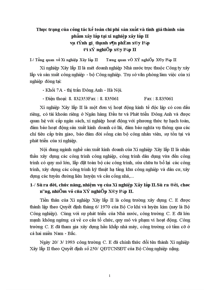 image for page Kế toán chi phí và tính giá thành sản phẩm xây lắp tại xí nghiệp xây lắp II 1