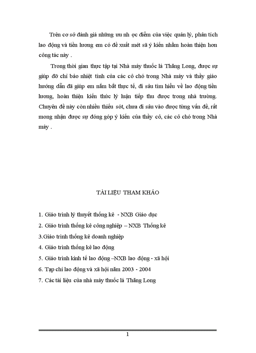 image for page Vận dụng một số phương pháp thống kê phân tích tình hình lao động và tiền lương ở Nhà máy thuốc lá Thăng Long thời kỳ