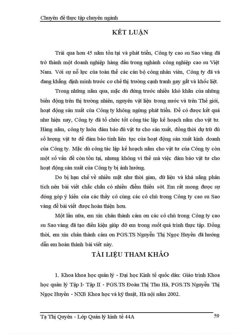 image for page Hoàn thiện công tác lập kế hoạch năm cho vật tư tại Công ty cao su Sao vàng