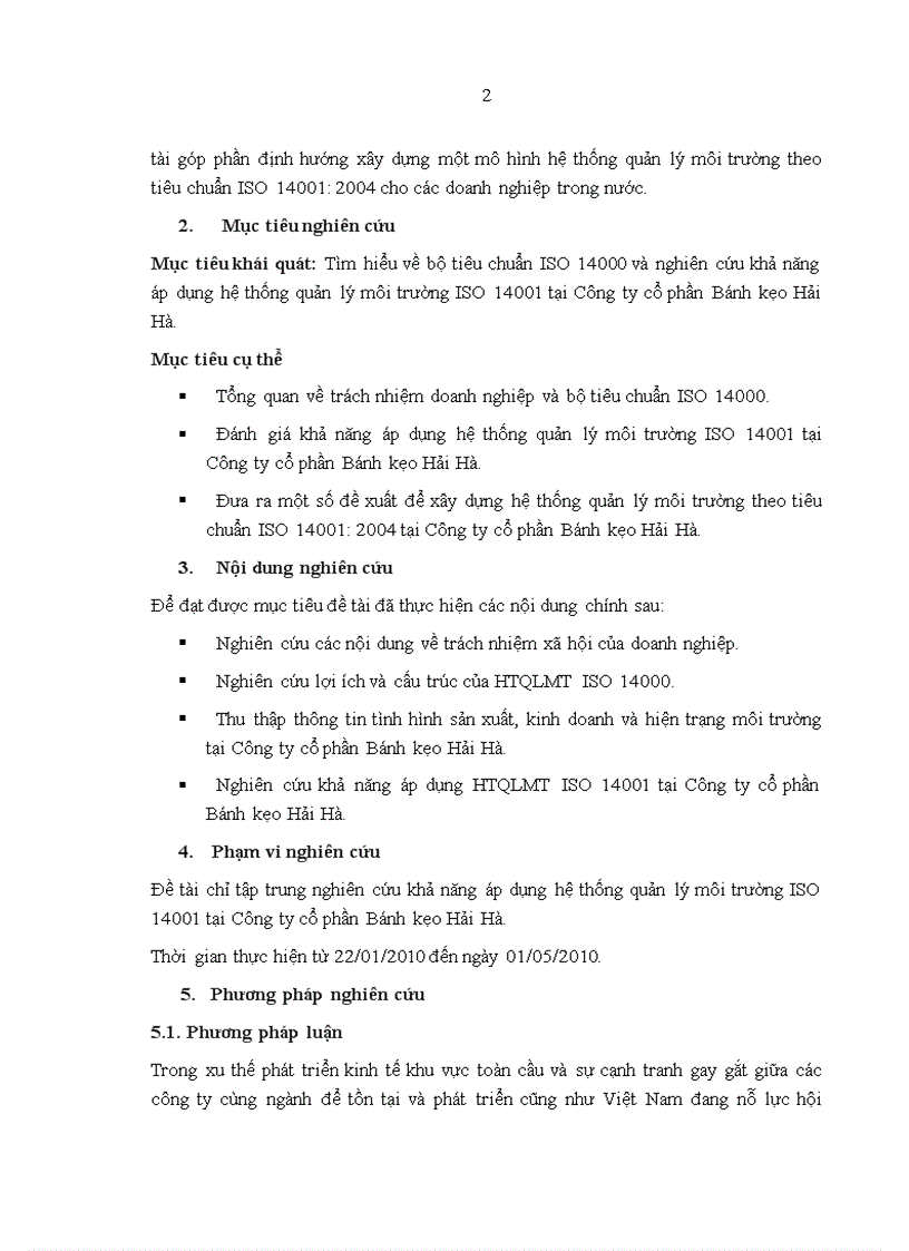 image for page Nghiên cứu khả năng áp dụng hệ thống quản lý môi trường ISO 14001 tại Công ty cổ phần Bánh kẹo Hải Hà 1