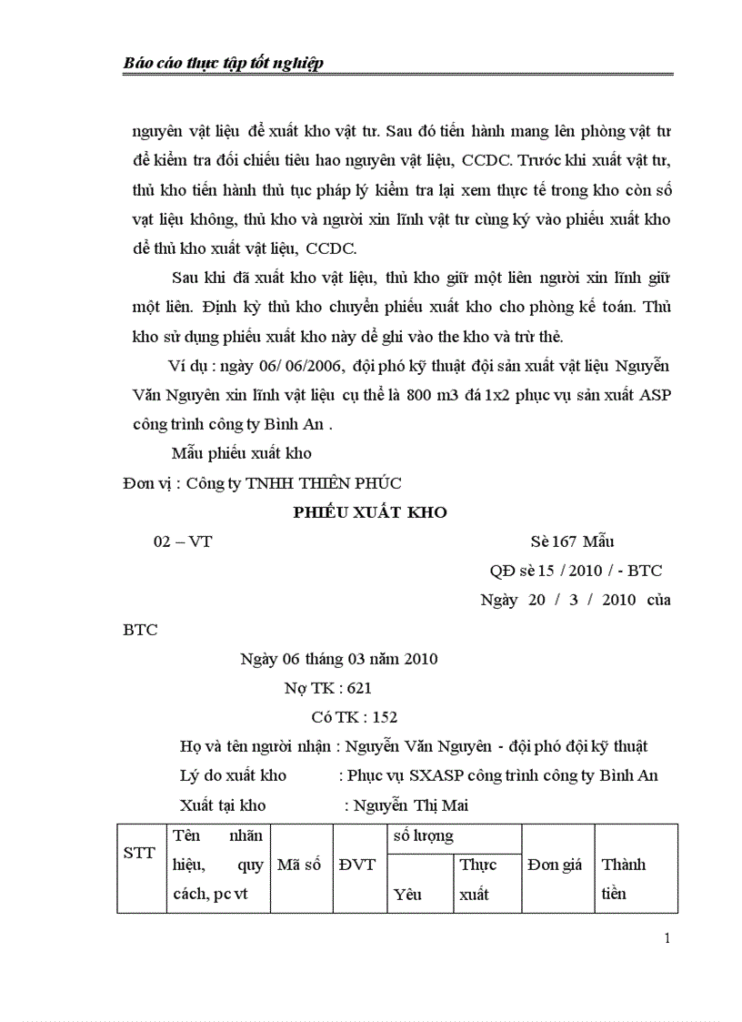 image for page Tổ chức công tác nguyên liệu vật liệu và tình hình quản lý sử dụng nguyên liệu vật liệu tại Công ty TNHH ThiÊn phúc