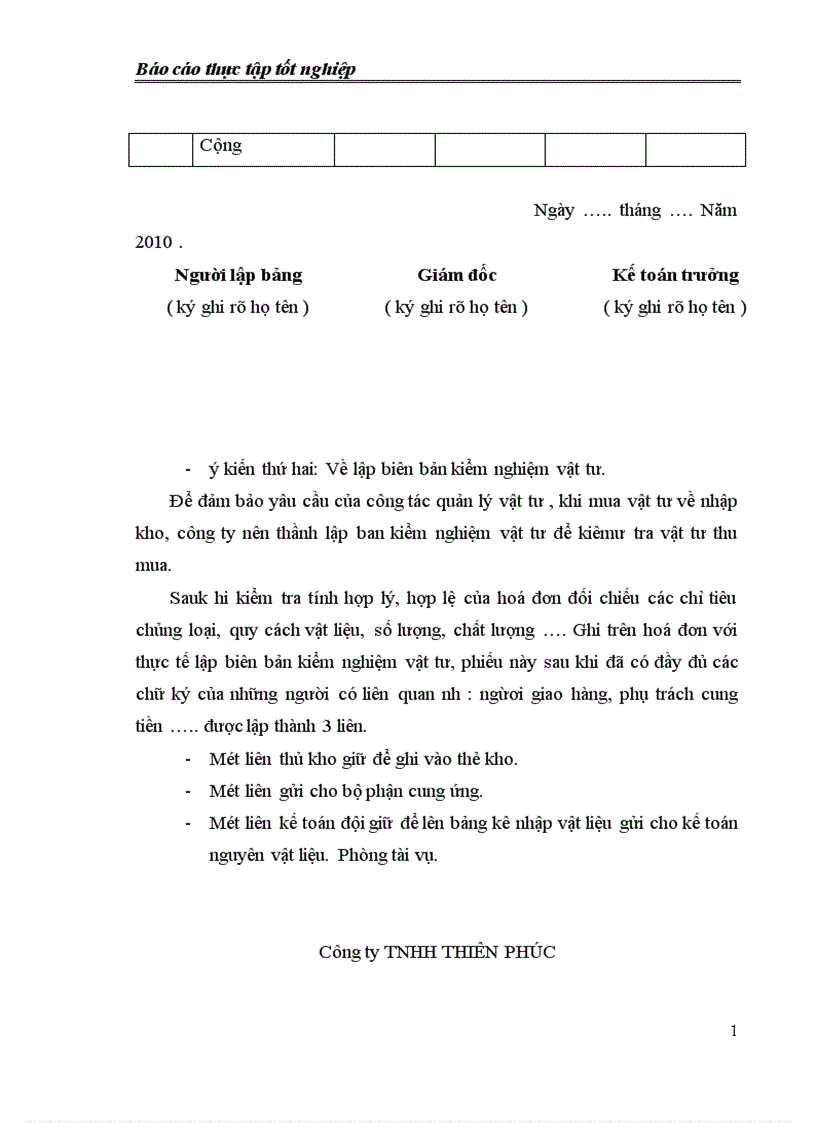 image for page Tổ chức công tác nguyên liệu vật liệu và tình hình quản lý sử dụng nguyên liệu vật liệu tại Công ty TNHH ThiÊn phúc