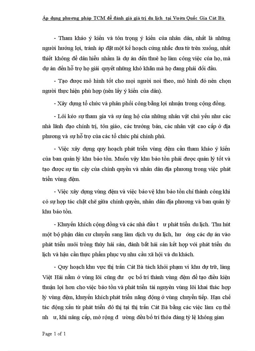 image for page Áp dụng phương pháp TCM để đánh giá giá trị du lịch tại Vườn Quốc Gia Cát Bà tp Hải Phòng