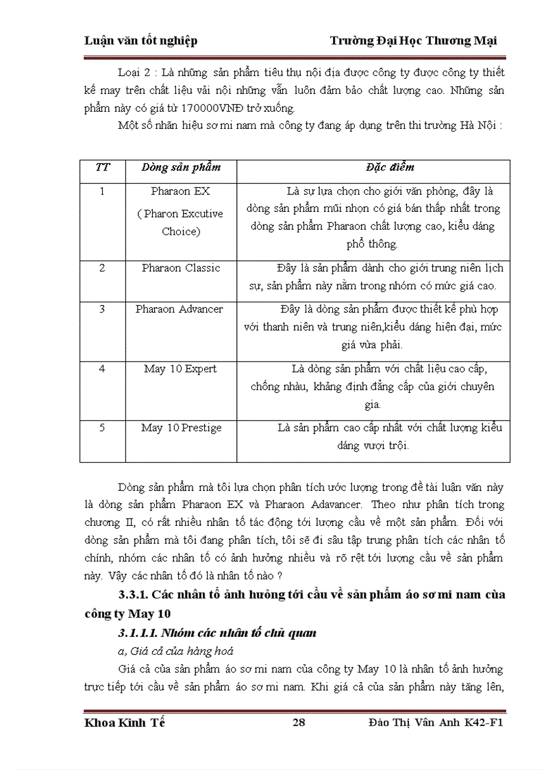 image for page Phân tích và dự báo cầu sản phẩm áo sơ mi nam của công ty cồ phần May 10 trên địa bàn Hà Nội tới năm 2015