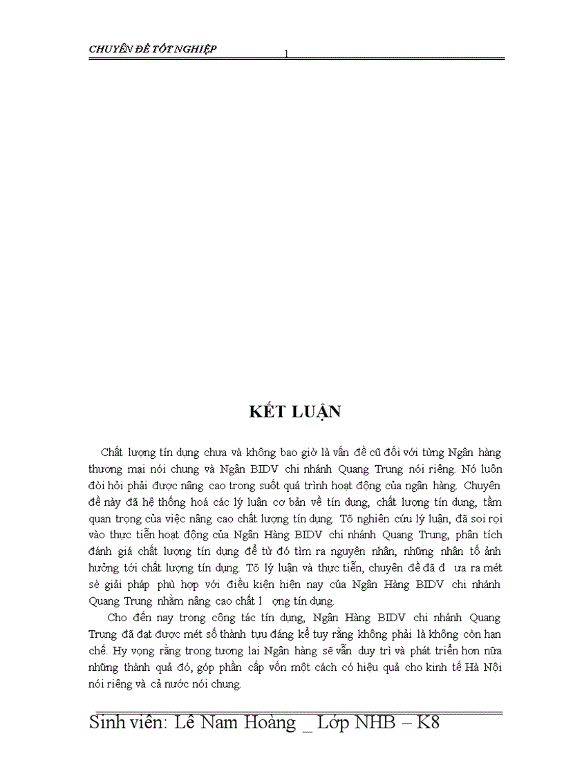 image for page Giải pháp nâng cao chất lượng tín dụng tại Ngân hàng Đầu tư và phát triển chi nhánh Quang Trung 1