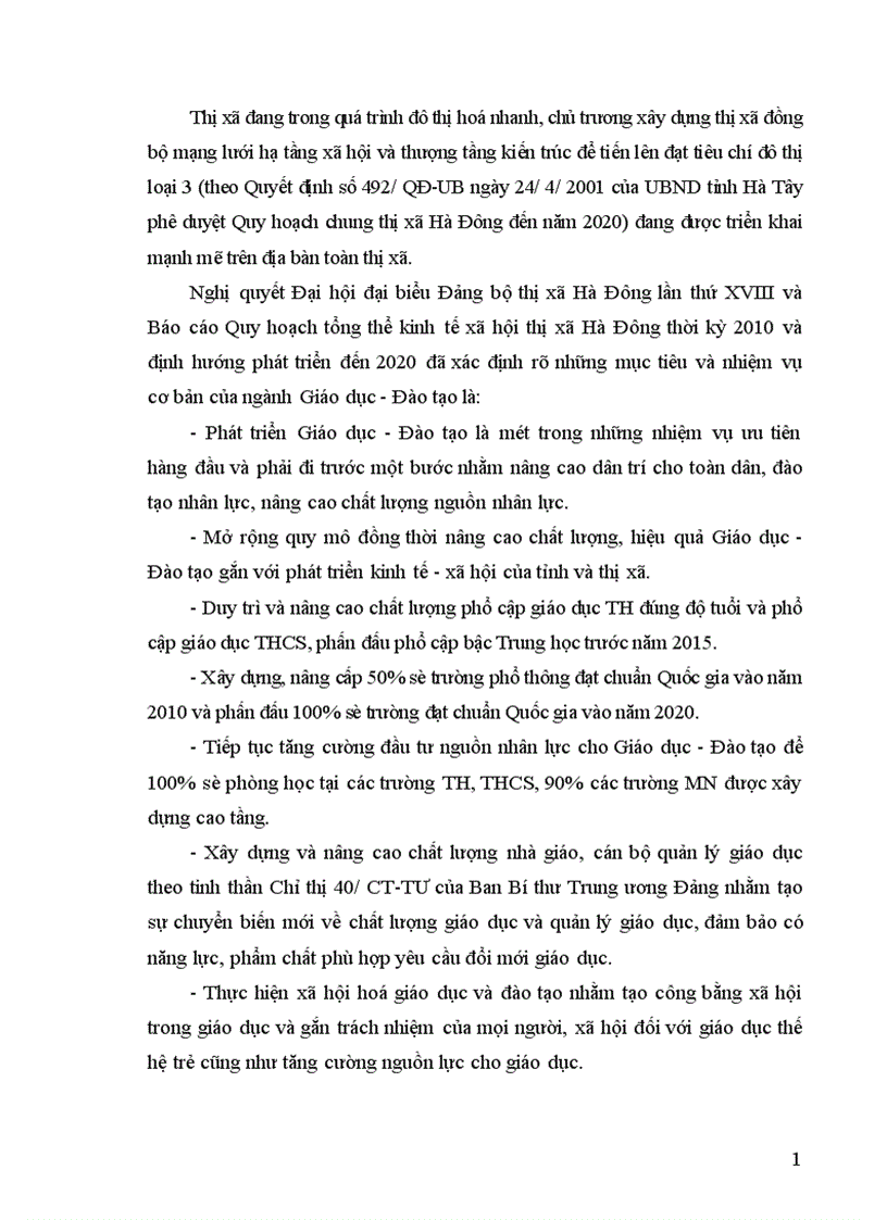 image for page Quy hoạch mạng lưới trường học ngành Giáo dục thị xã Hà Đông tỉnh Hà Tây đến năm 2020 1