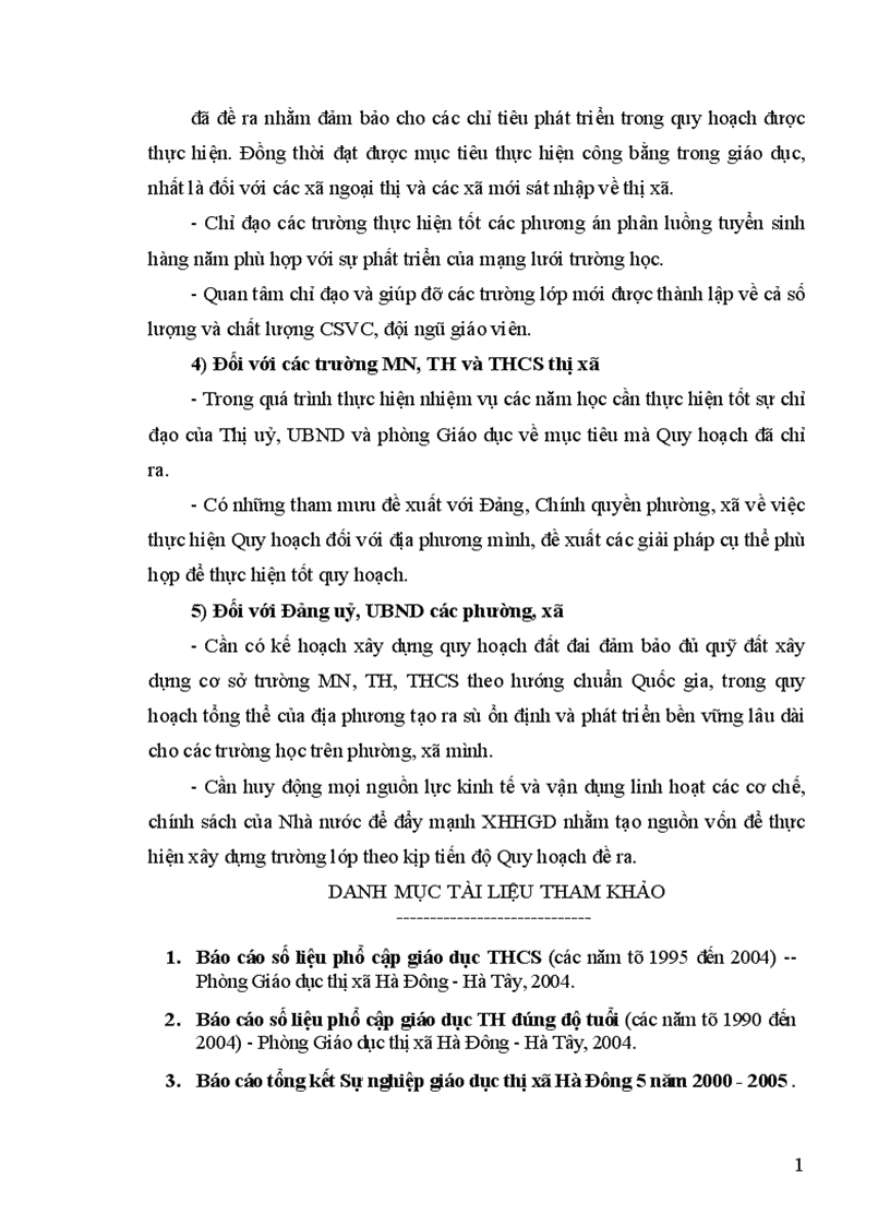 image for page Quy hoạch mạng lưới trường học ngành Giáo dục thị xã Hà Đông tỉnh Hà Tây đến năm 2020 1