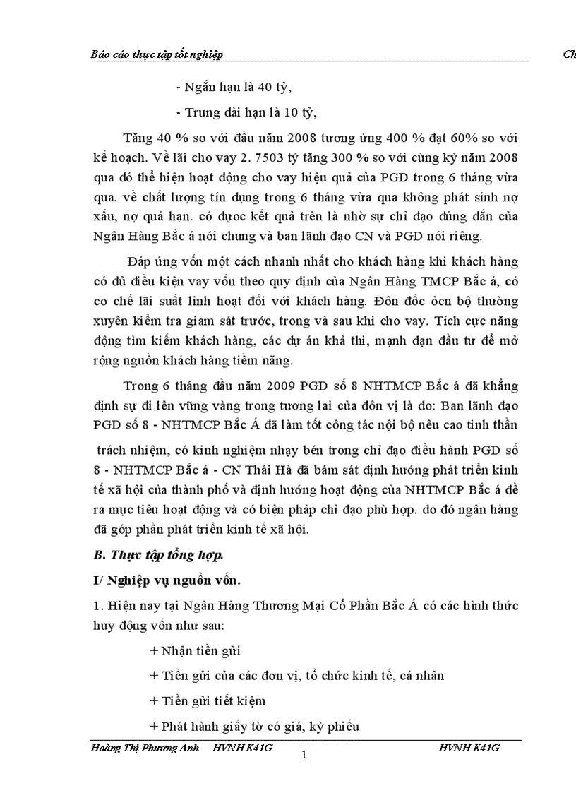 Báo cáo thực tập tổng hợp tại PGD số 8 Ngân Hàng Thương Mại Cổ Phần Bắc Á CN Thái Hà