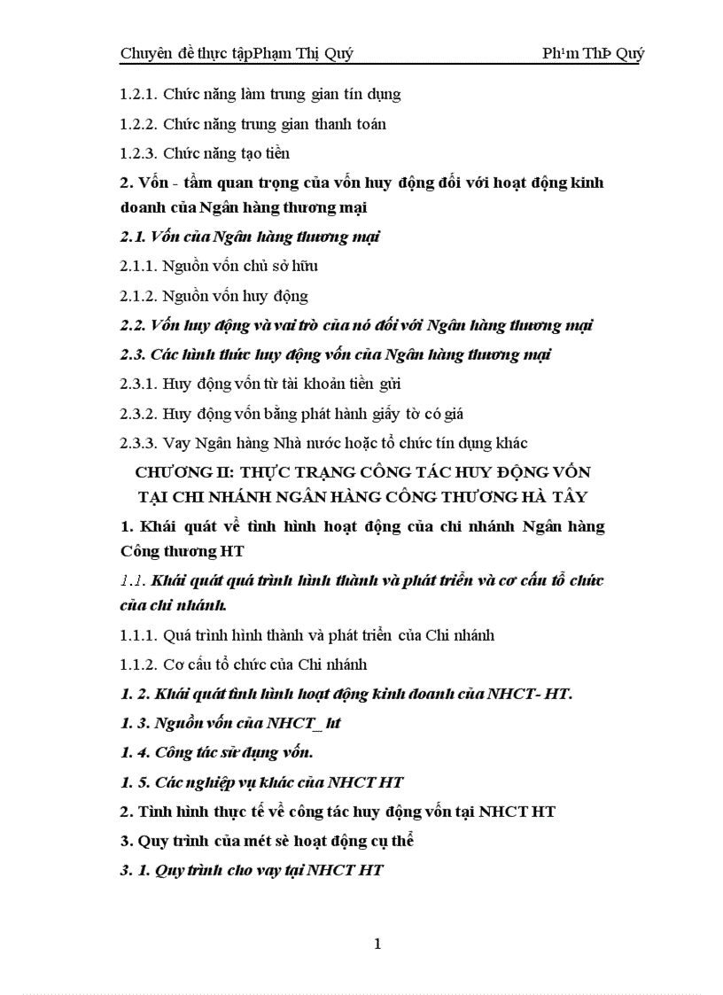 image for page Giải pháp nâng cao nghiệp vụ hoạt động huy động vốn tại Ngân Hàng Công Thương Tỉnh Hà Tây 1