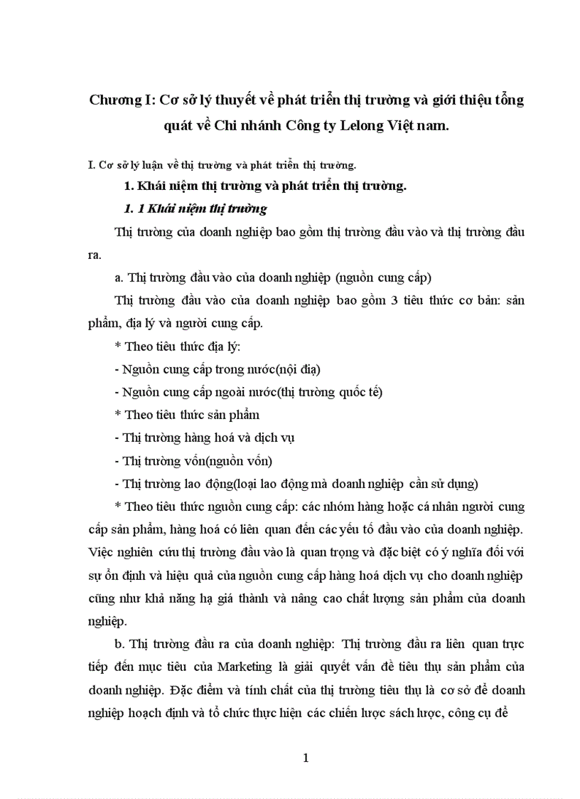 Phát triển thị trường tiêu thụ sản phẩm của chi nhánh công ty Lelong Việt Nam tại Hà Nội 1