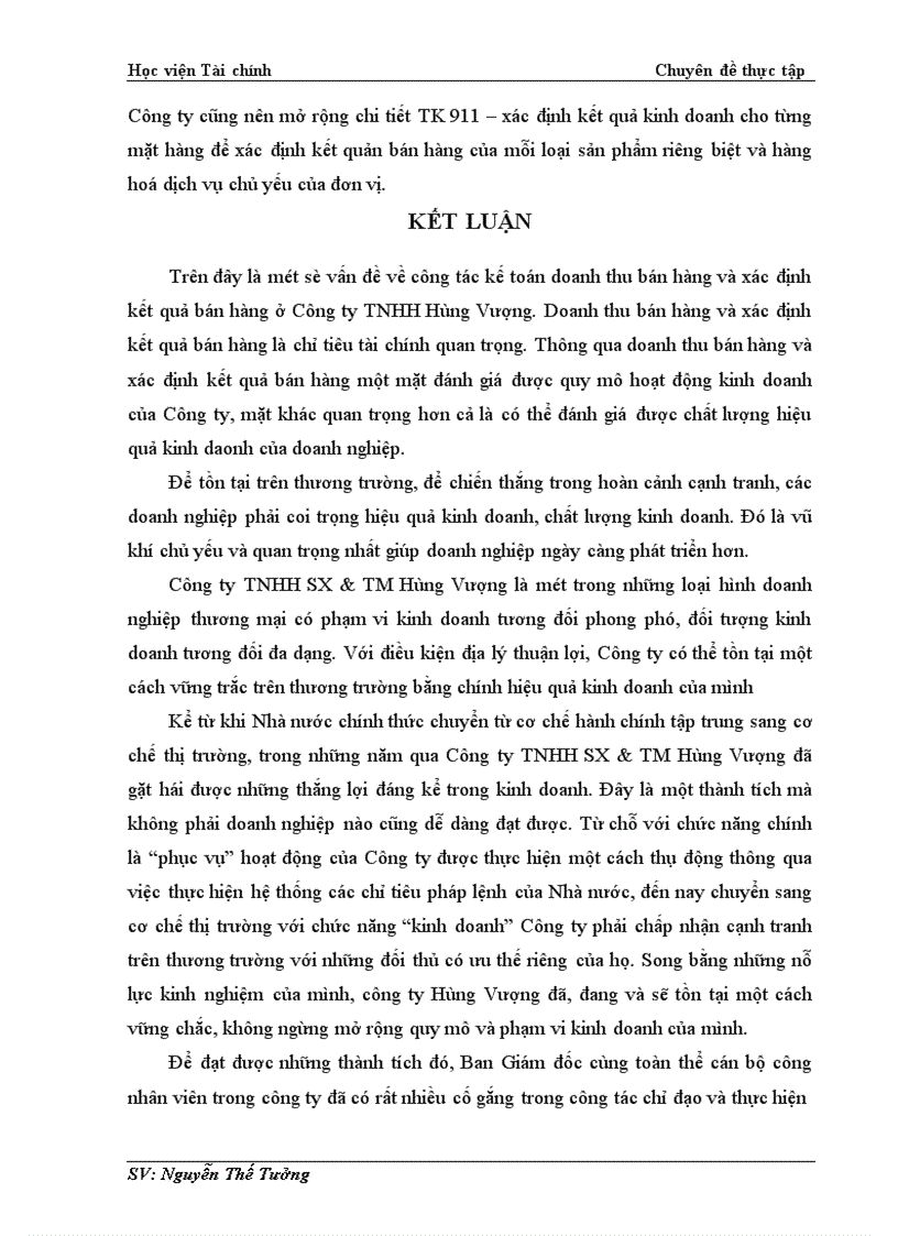 image for page Tổ chức kế toán doanh thu bán hàng và xác định kết quả bán hàng ở công ty TNHH sản xuất và thương mại Hùng Vượng 1