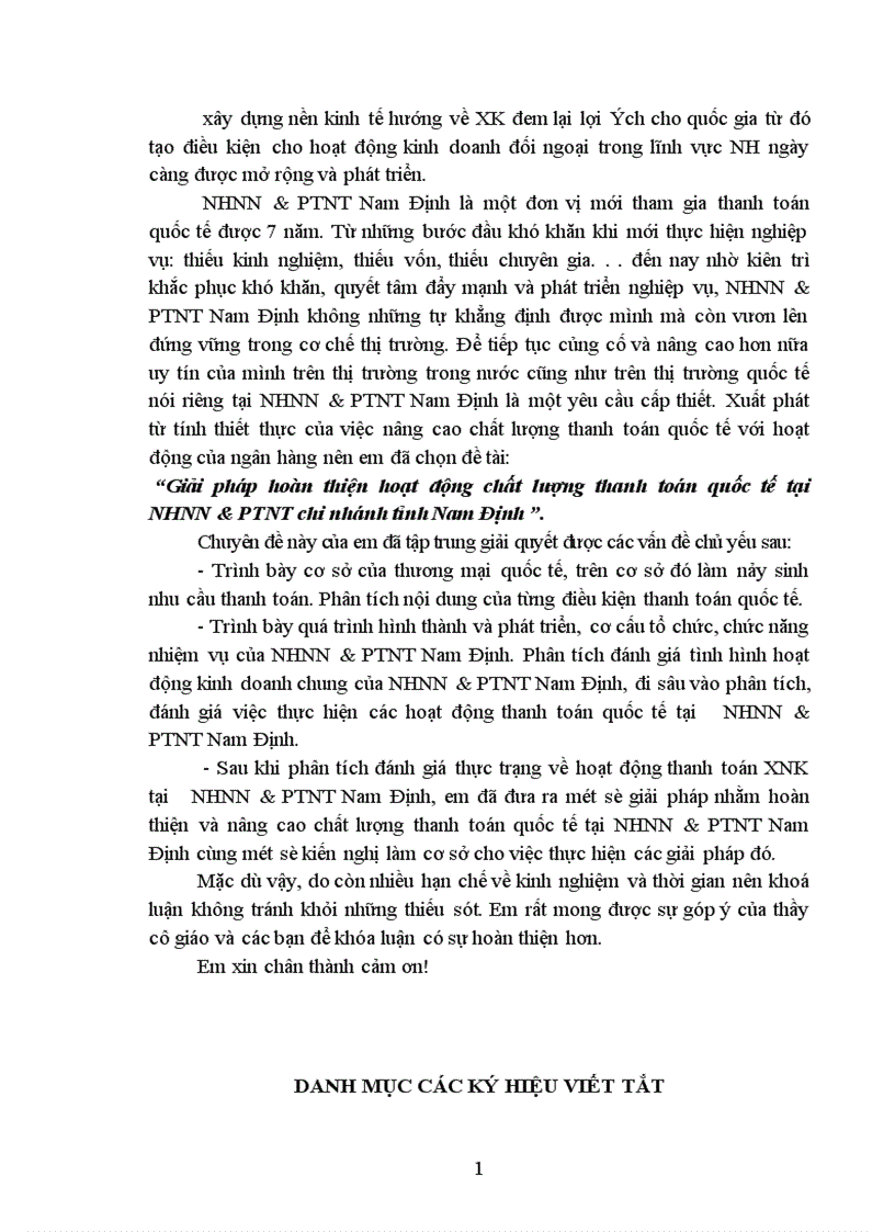 image for page Giải pháp hoàn thiện hoạt động chất lượng thanh toán quốc tế tại NHNN PTNT chi nhánh tỉnh Nam Định 1