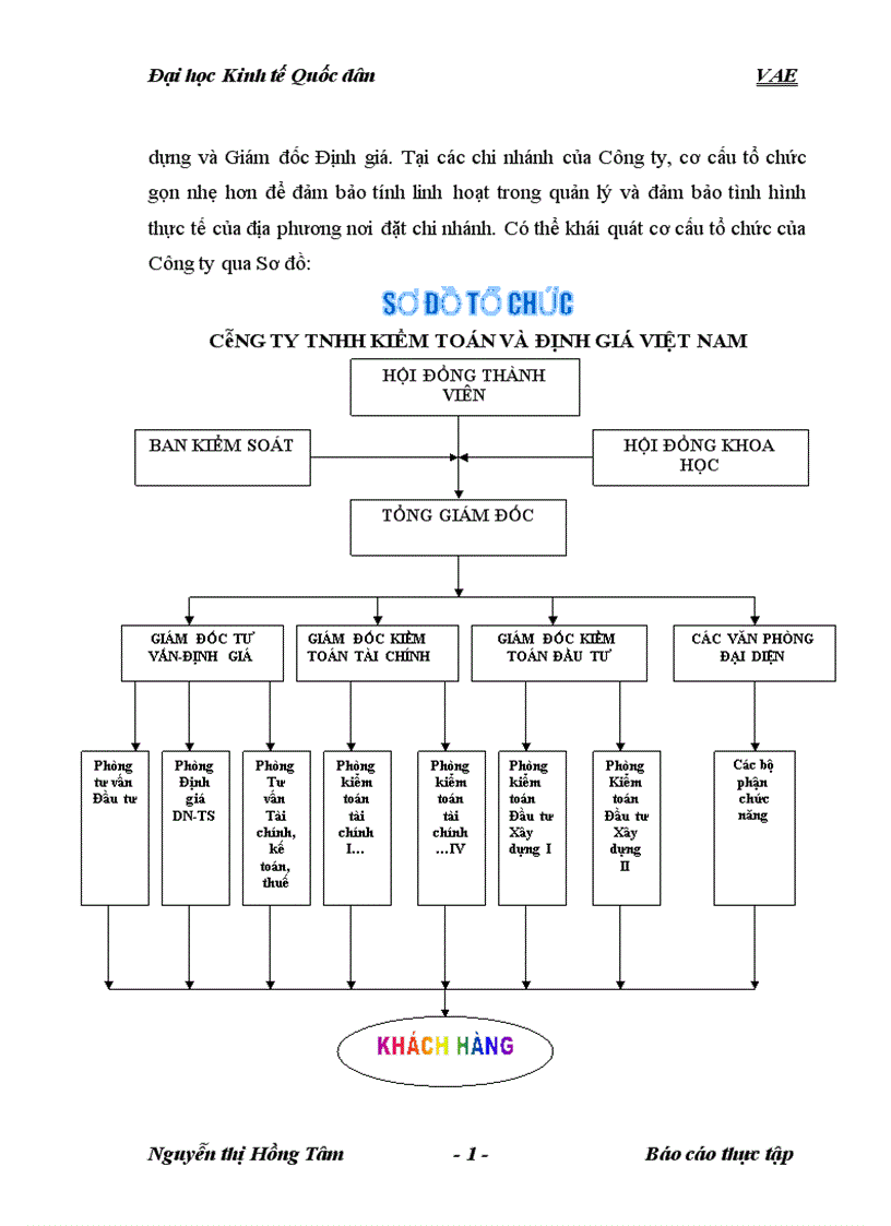báo cáo tổng hợp tại Công ty TNHH Kiểm toán và Định giá Việt Nam VAE