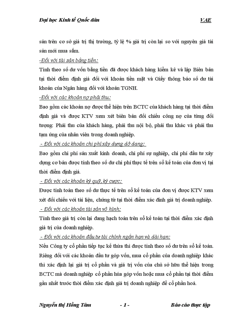 image for page báo cáo tổng hợp tại Công ty TNHH Kiểm toán và Định giá Việt Nam VAE