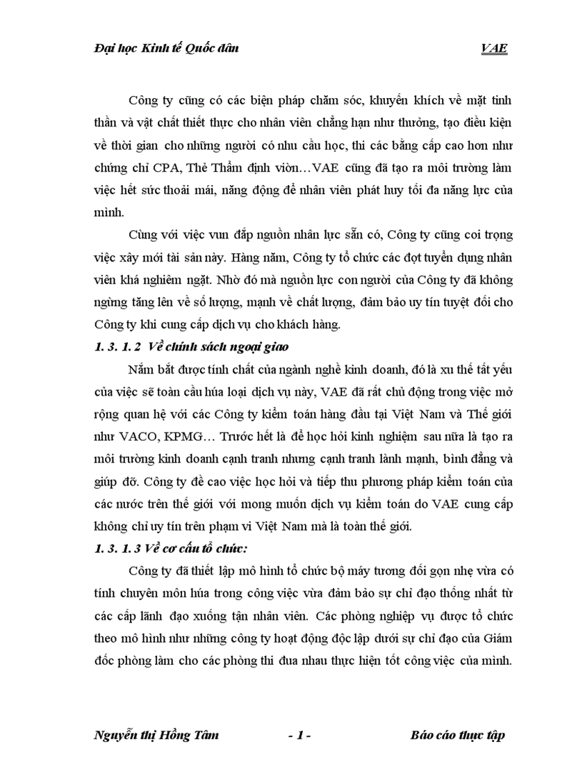 image for page báo cáo tổng hợp tại Công ty TNHH Kiểm toán và Định giá Việt Nam VAE