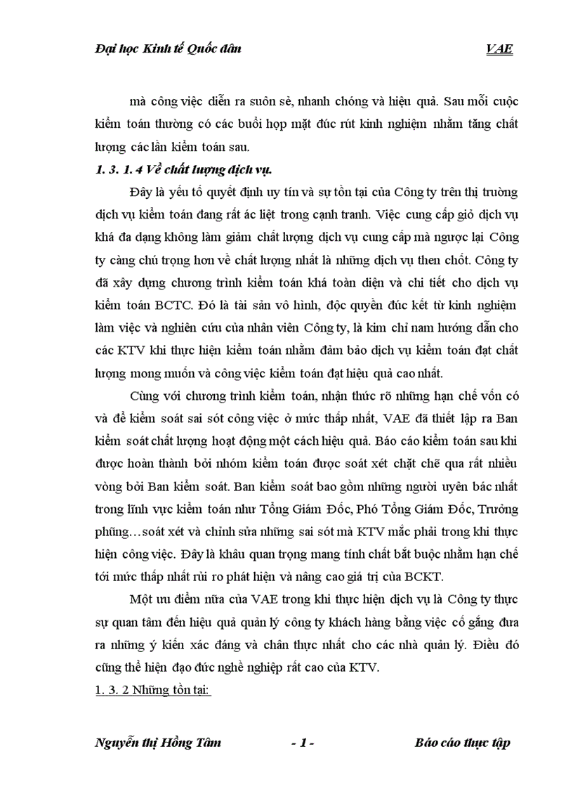 image for page báo cáo tổng hợp tại Công ty TNHH Kiểm toán và Định giá Việt Nam VAE