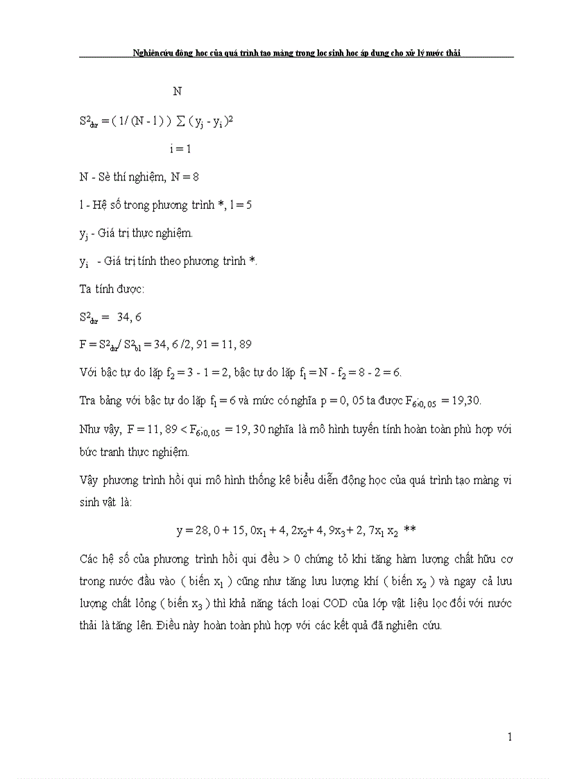 image for page Nghiên cứu động học của quá trình tạo màng trong lọc sinh học áp dụng cho xử lý nước thải