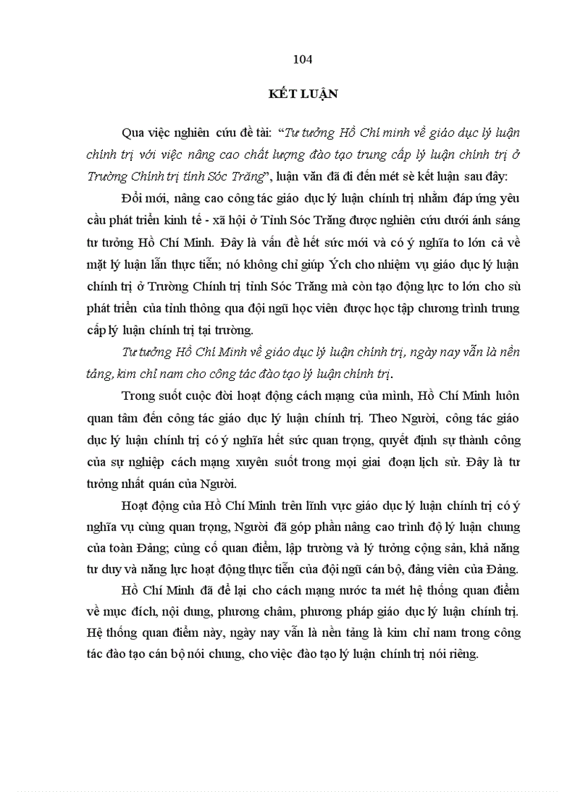 image for page Tư tưởng Hồ Chí Minh về giáo dục lý luận chính trị với việc nâng cao chất lượng đào tạo trung cấp lý luận chính trị ở Trường Chính trị tỉnh Sóc Trăng