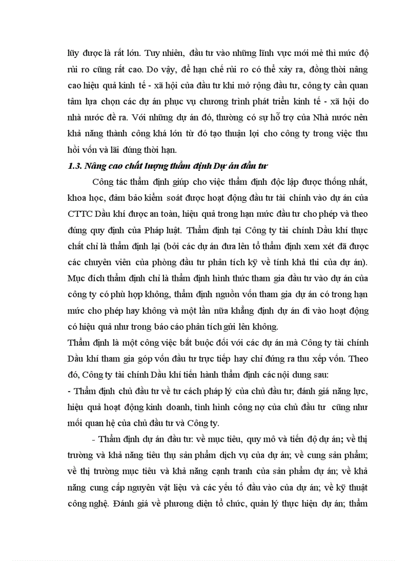 image for page Tình hình đầu tư tài chính vào Dự án tại Công ty tài chính Dầu khí thuộc Tổng công ty Dầu khí Việt Nam 1