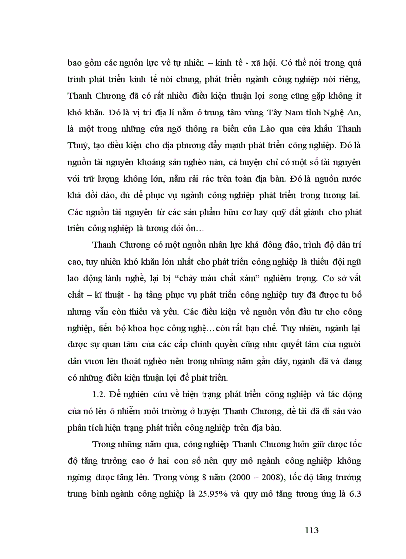 image for page Phát triển công nghiệp và tác động của nó lên ô nhiễm môi trường ở huyện Thanh Chương tỉnh Nghệ An 1