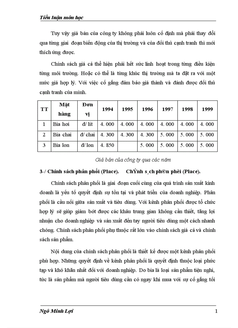 image for page Chiến lược Marketing mix cho cạnh tranh nhãn hiệu của Công ty bia Nghệ An 1