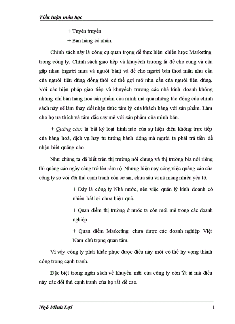 image for page Chiến lược Marketing mix cho cạnh tranh nhãn hiệu của Công ty bia Nghệ An 1