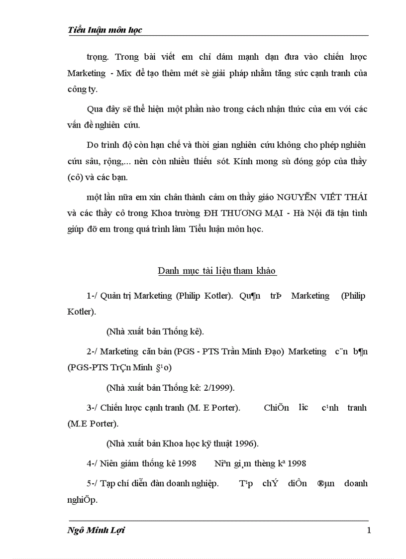 image for page Chiến lược Marketing mix cho cạnh tranh nhãn hiệu của Công ty bia Nghệ An 1