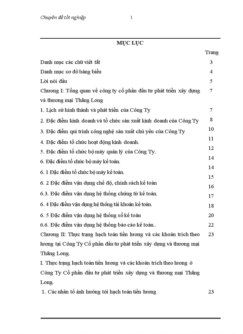 image for page Hoàn thiện hạch toán tiền lương và các khoản trích theo lương tại Công Ty Cổ phần đầu tư phát triển xây dựng và thương mại Thăng Long 1